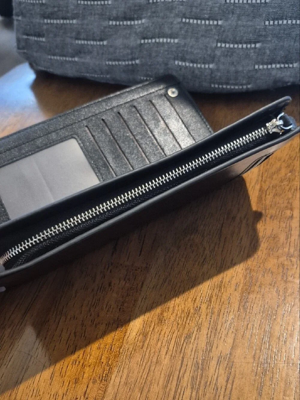 Baellerry Black Men's Zip-Around Leather Wallet Phone Pouch